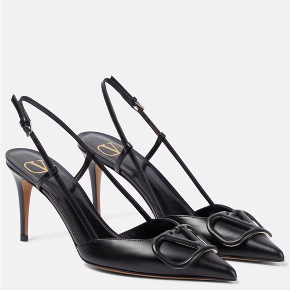 Valentino Black VLOGO SIGNATURE CALFSKIN SLINGBACK PUMP 80 MM / 3.15 IN- Size 40 - Picture 3 of 12